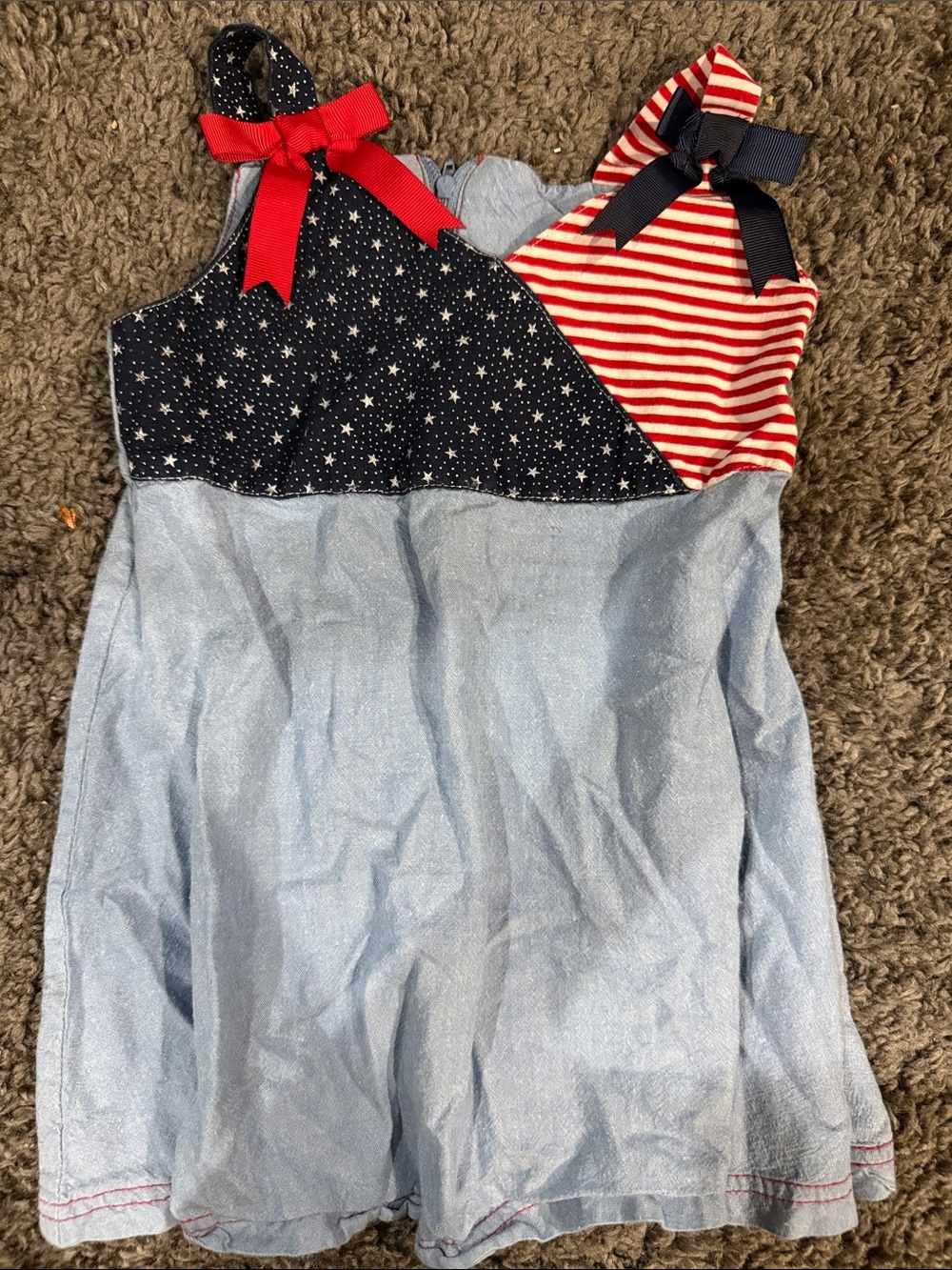 Bonnie Jean Navy Star & Chambray Toddler Dress